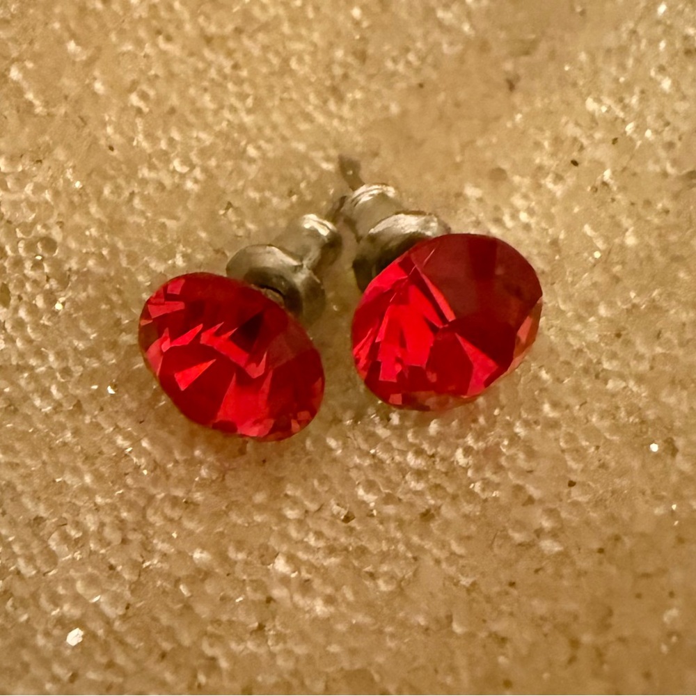 Elegant Red Crystal Stud Earrings